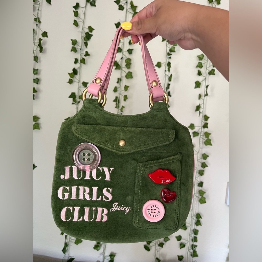 Juicy Couture Juicy Girls Club Green and Pink Button Women's Bag